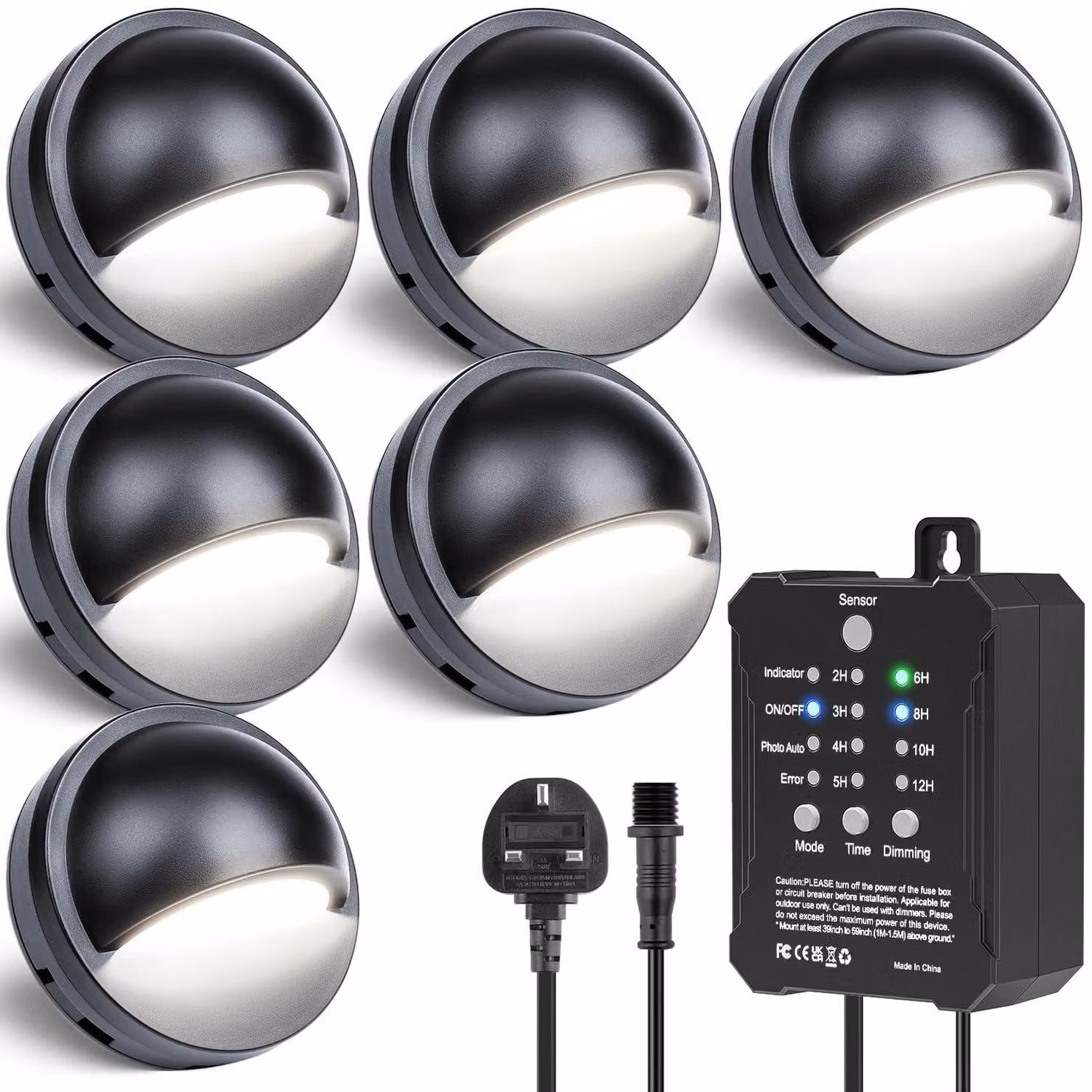 Illuminazione a LED per scale esterne, set da 6 pezzi, dimmerabile, grado di protezione IP67, luce bianca fredda