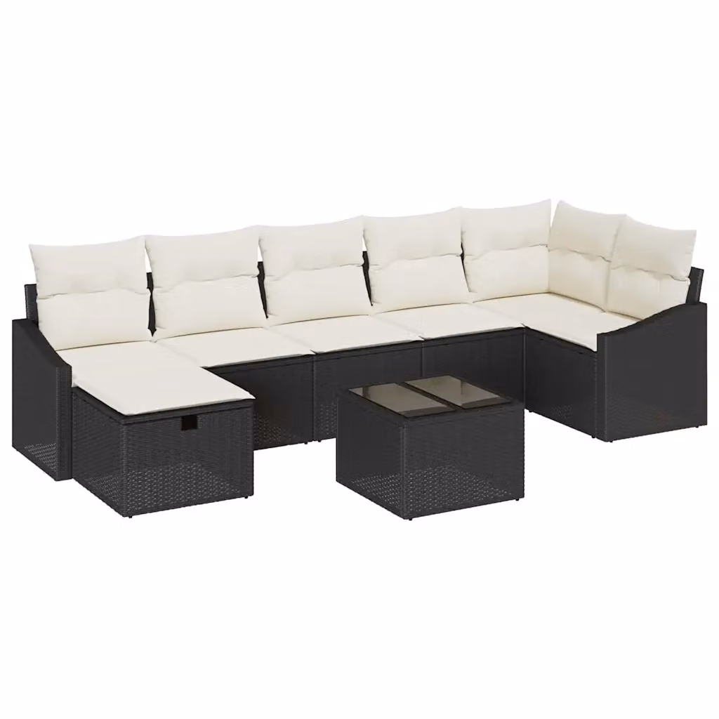 Set di divani da giardino vidaXL in 8 pezzi in polyrattan nero con cuscini inclusi – 2