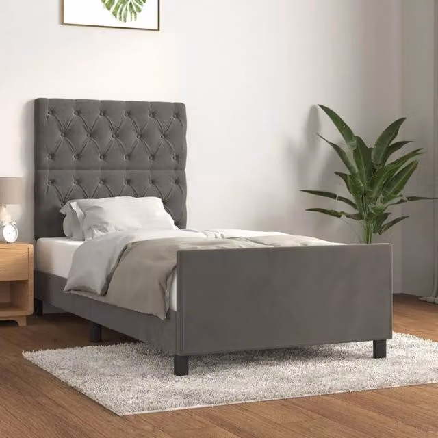 Giroletto vidaXL in Velluto Grigio Scuro senza Materasso 80x200 cm – 1