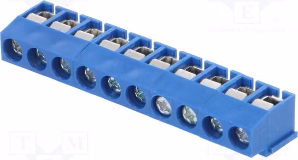 1 x Barra di connessione per 8A, modello ETB11100B000Z. Barre di connessione per cavi da 5 mm con angolo di 90°. Quantità: 10