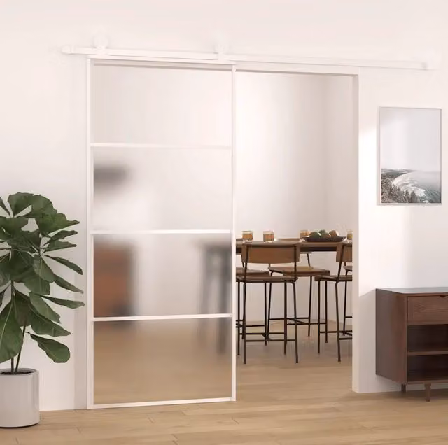 Porta Scorrevole in Vetro e Alluminio vidaXL Bianca L 90 cm x H 205 cm – 1