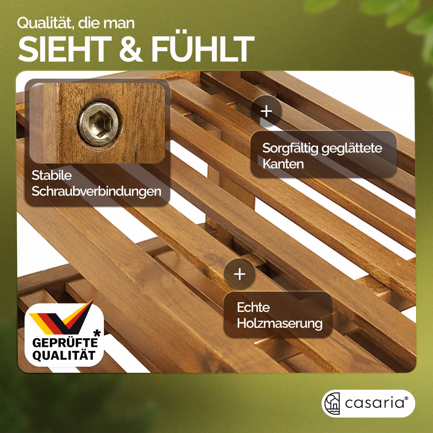 Scarpiera Casaria® con 5 ripiani in legno di acacia e metallo, colore marrone opaco, H: 95,0 cm x L: 76,7 cm x P: 26,0 cm – 3