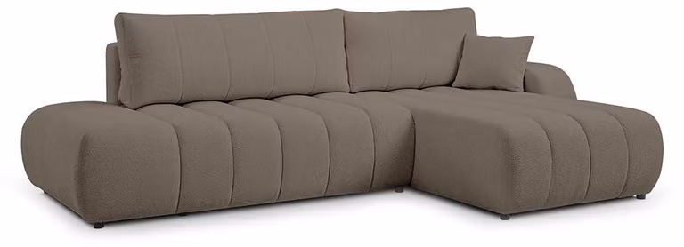 Divano angolare con funzione letto, modello Baloa, lato destro, finitura "Eichenschatten" (effetto legno di quercia)