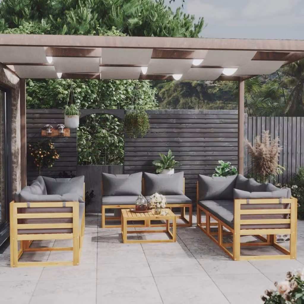 Maison Exclusive - Set da giardino da 9 pezzi con cuscini, in legno massello di acacia