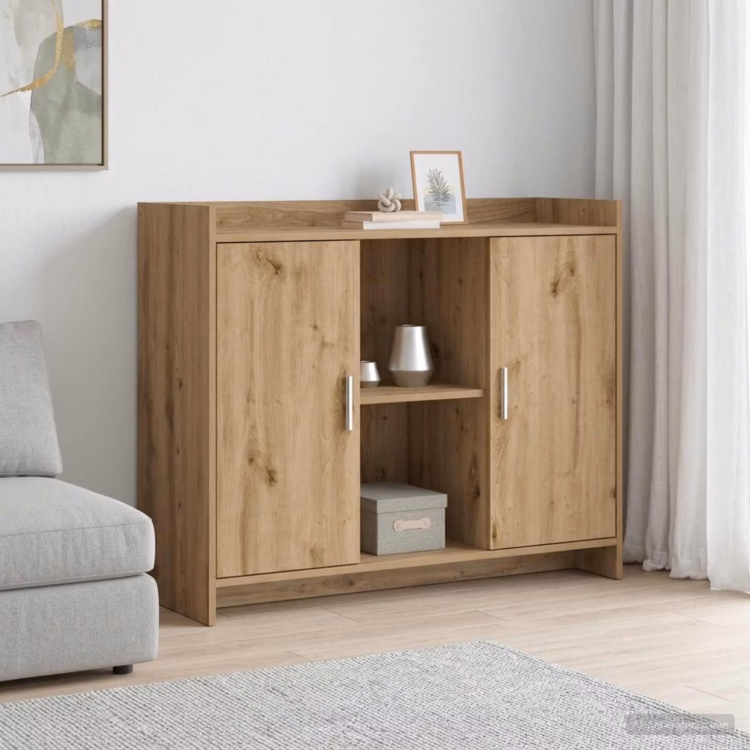 Credenza minimalista vidaXL in legno e metallo marrone L: 98,5 cm, P: 33 cm, H: 80 cm