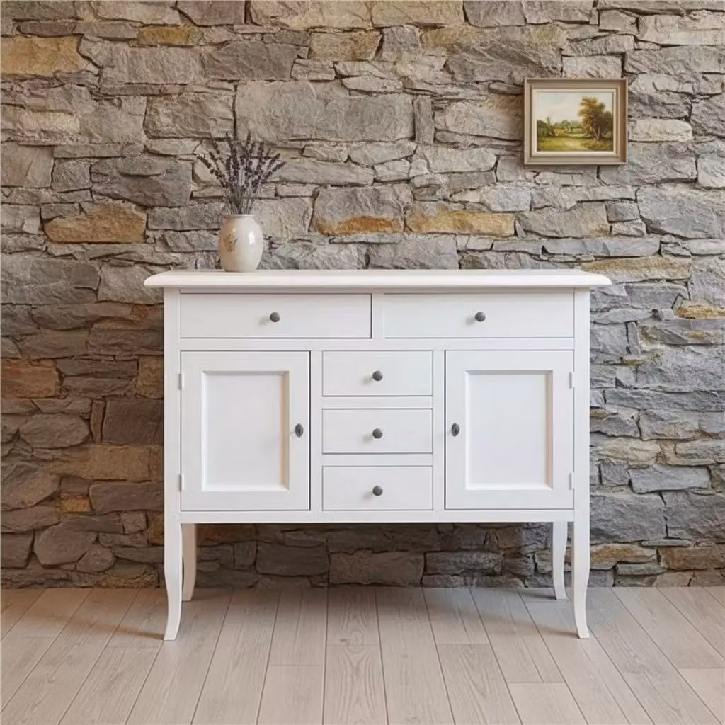 Madia credenza in legno bianco opaco Mobili 2G L/P/H: 100 x 40 x 85 cm – 1