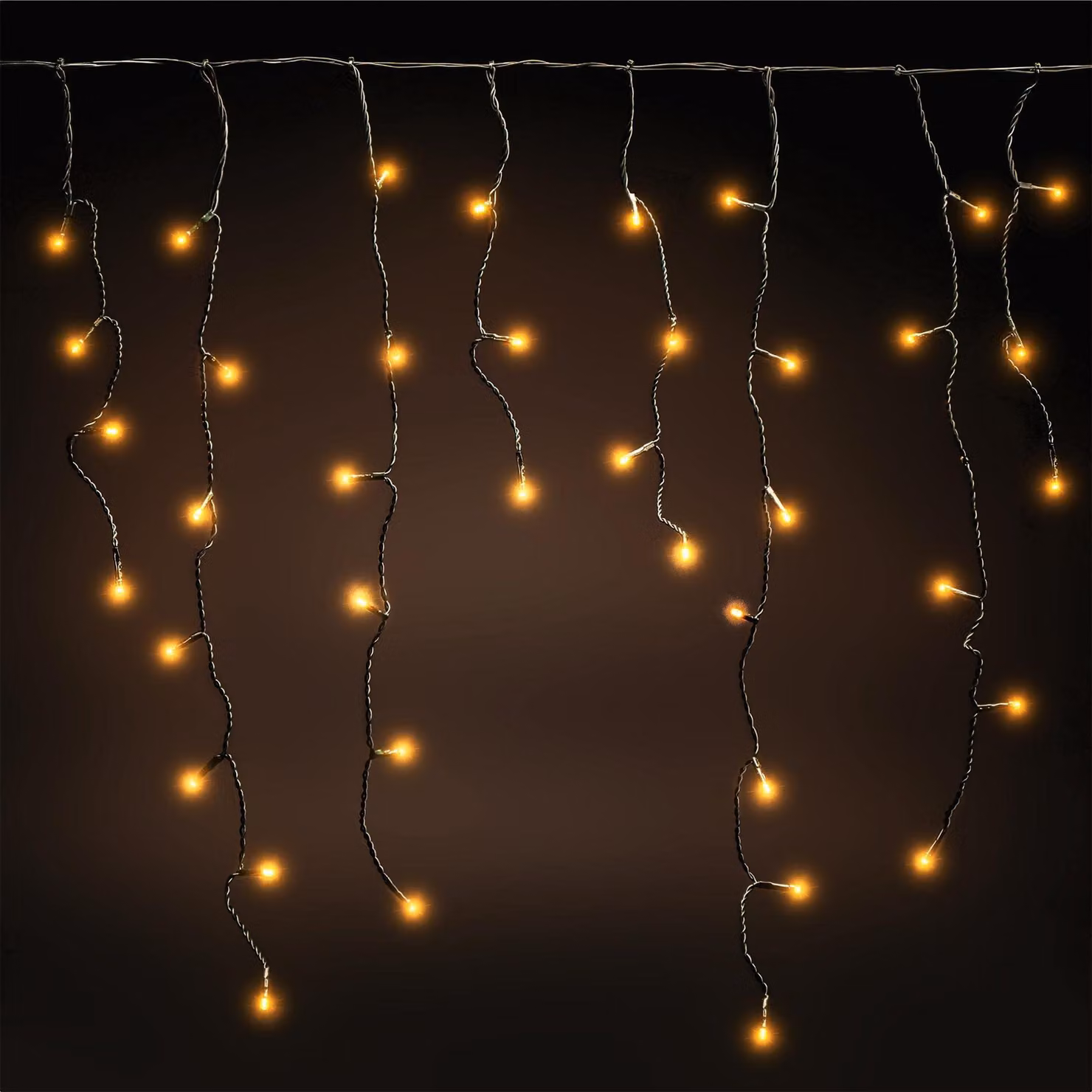 Catena luminosa a LED a forma di stalattiti, 10 metri, 600 LED, luce bianco caldo, grado di protezione IP44, 8 modalità