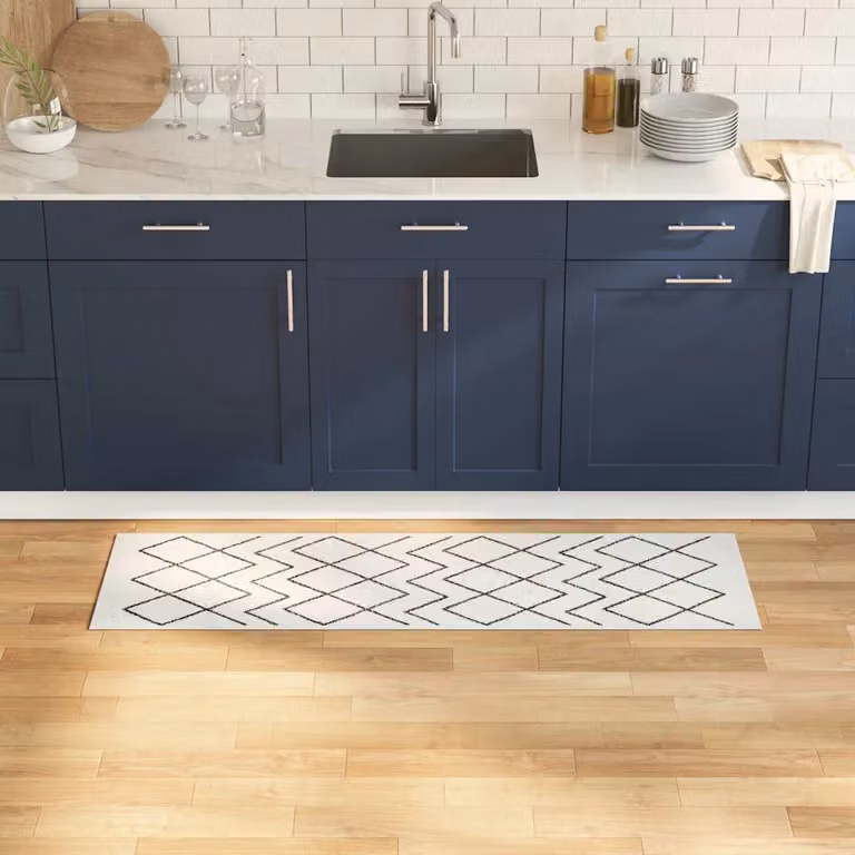 Tappeto da cucina vidaXL bianco in viscosa, antiscivolo e lavabile, L 150 x P 45 cm