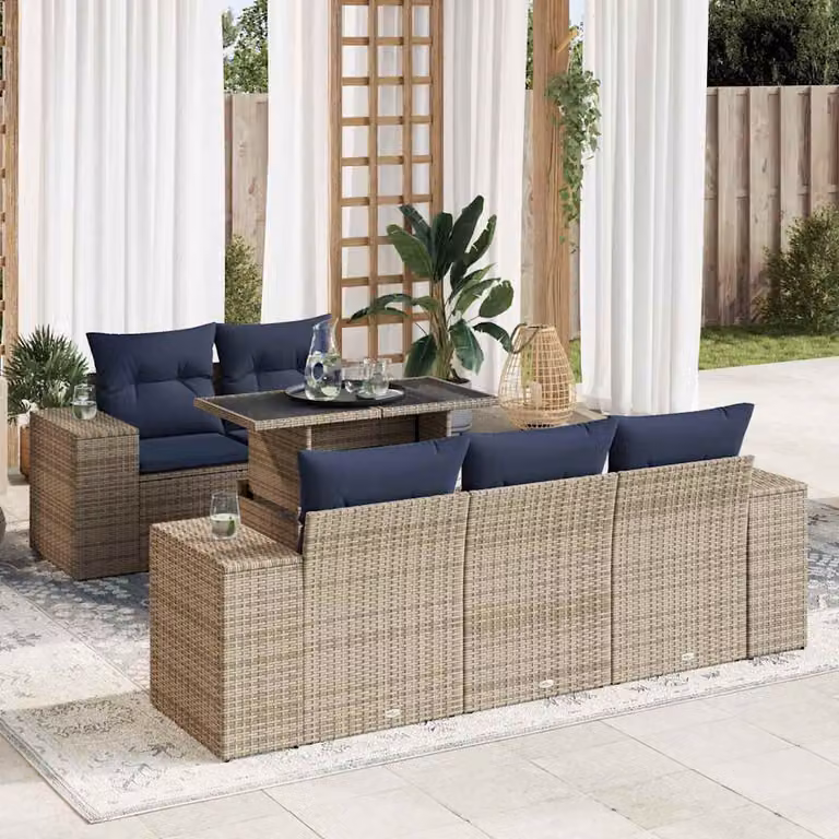 Maison Exclusive - Set Divano da Giardino 6pz con Cuscini Grigio Polyrattan Acacia