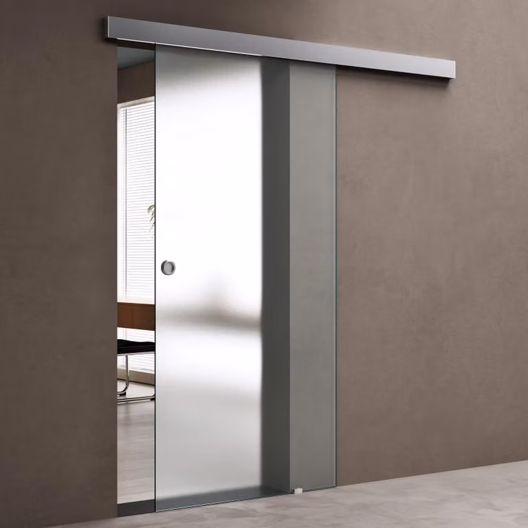 doporro Porta Scorrevole in Vetro Temperato Satinato 8 mm, con Binario in Alluminio Cromato, 102,5x205 cm Amalfi12