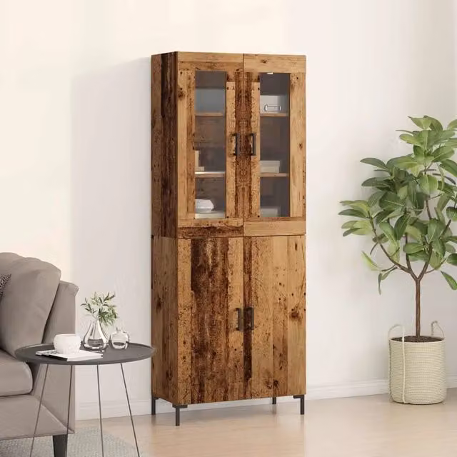 Credenza 2 pz-Set di 2 Buffet-Armadio da cucina Legno vecchio 69,5 x 34 x 180 cm 485182