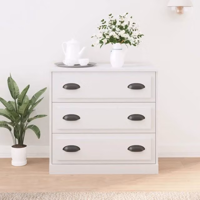 Credenza Buffet Design Mania Bianca in Legno e Metallo per Cucina e Sala da Pranzo L: 70 cm, P: 35,5 cm, H: 67,5 cm