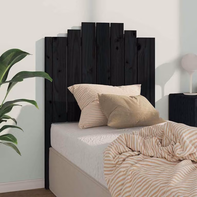 Testiera per letto vidaXL in legno massello di pino nero, stile rustico, L 81 cm x P 4 cm x H 110 cm