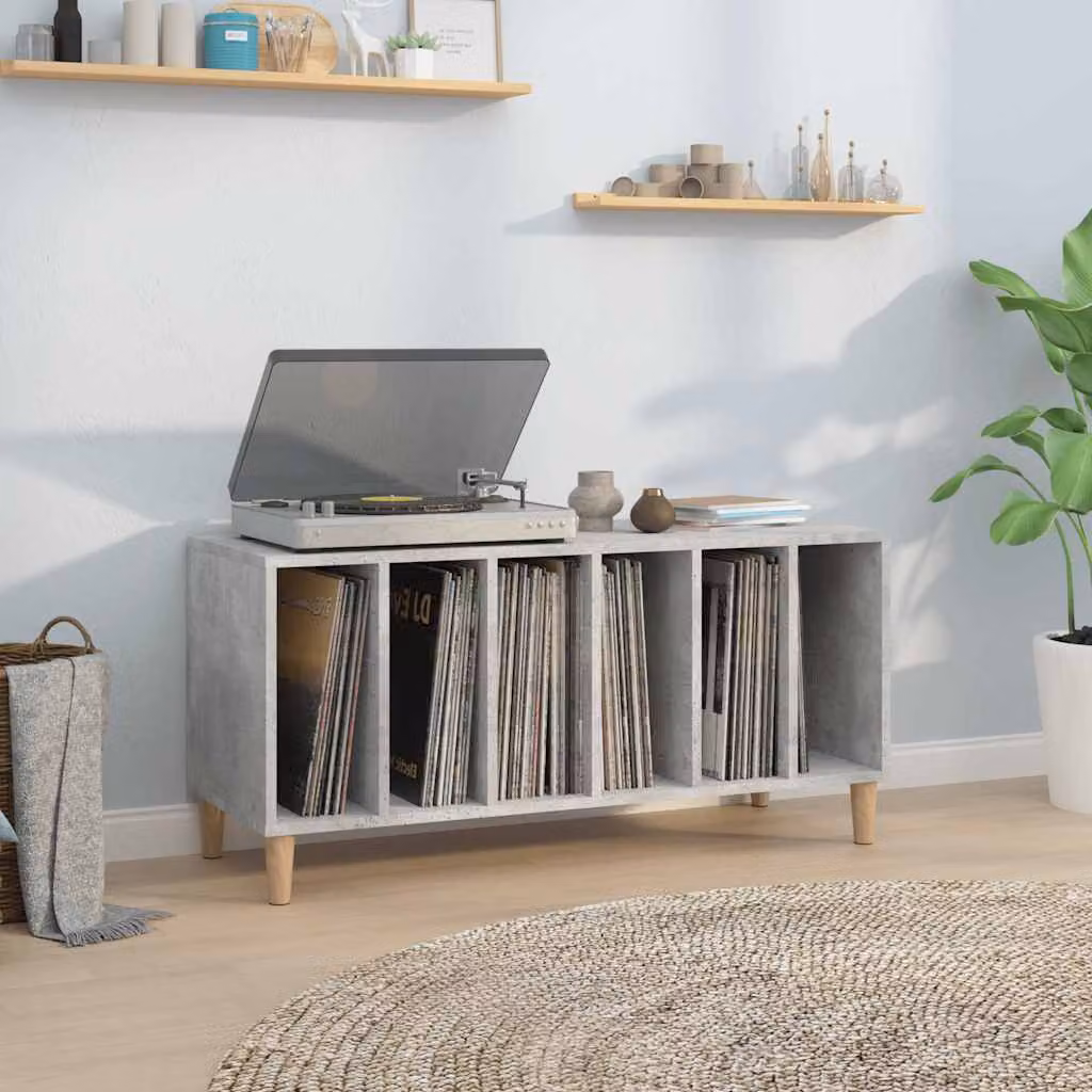vidaXL Mobile Porta Dischi Moderno in Legno Multistrato Grigio Cemento L/P/H: 100 x 38 x 48 cm