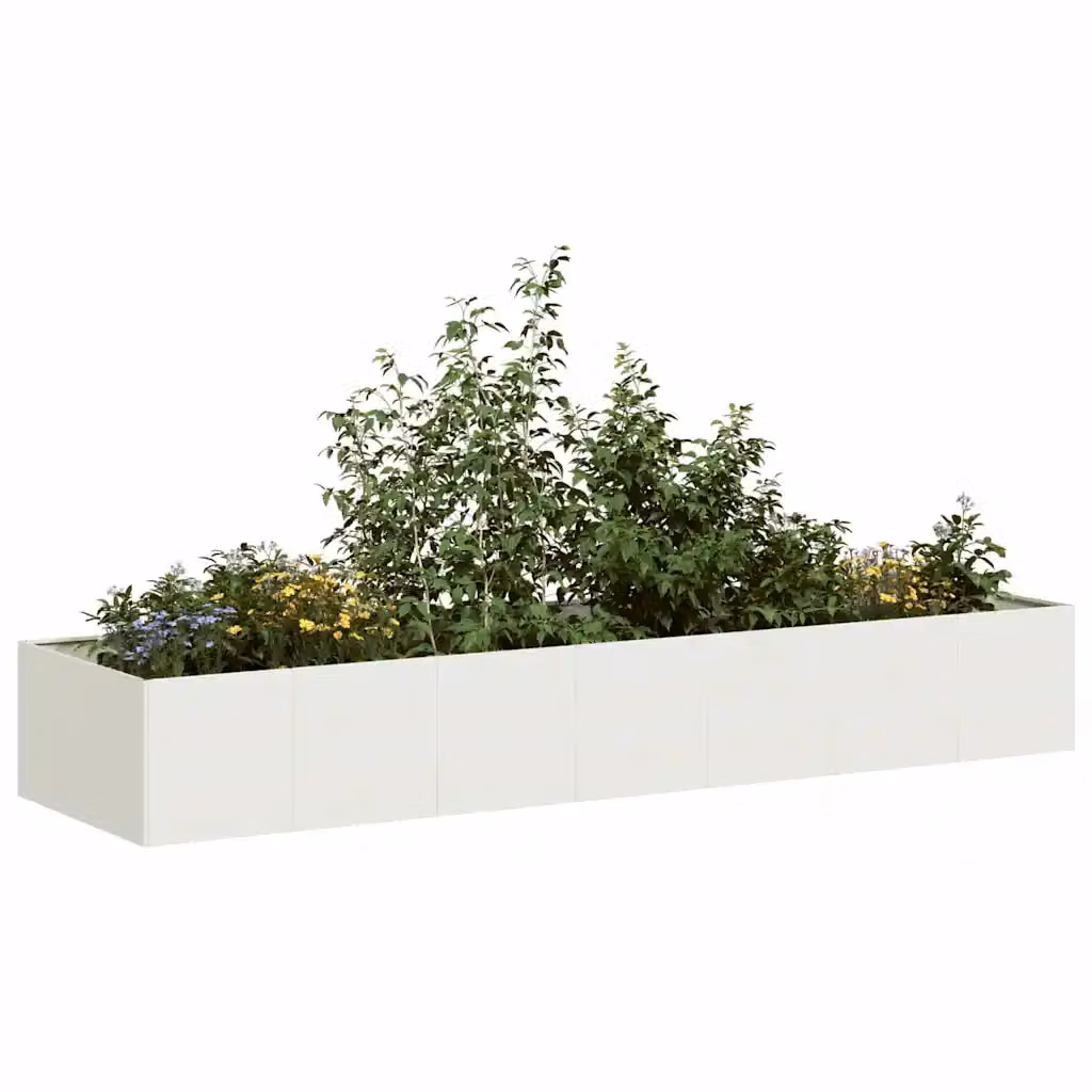 Fioriera bianca vidaXL in acciaio per orto e giardino L: 280 cm, P: 80 cm, H: 40 cm