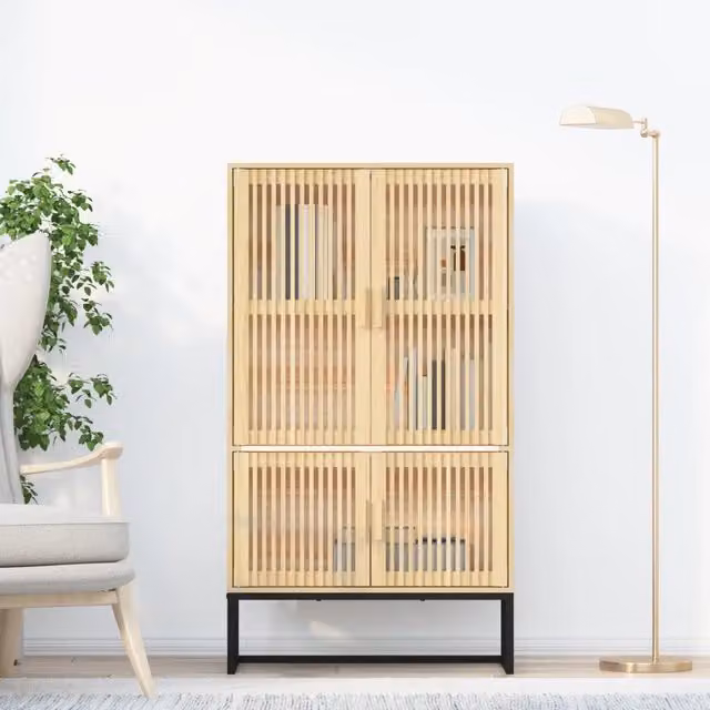 Credenza Buffet Design Mania in Legno di Pino Beige per Cucina e Soggiorno L: 70 cm, P: 35 cm, H: 125 cm