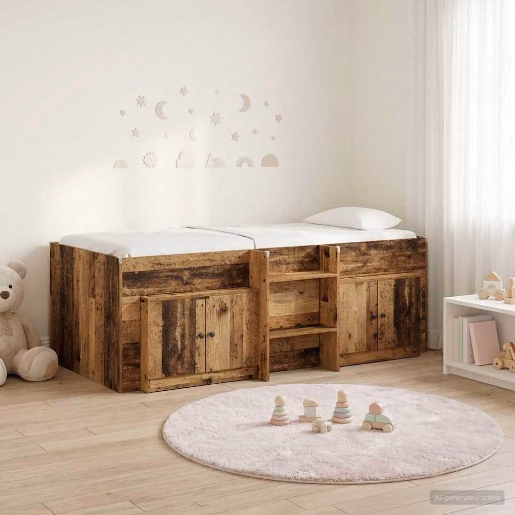 Maison Exclusive - Struttura letto a soppalco con armadio, realizzata in legno massello e pannelli di legno riciclato