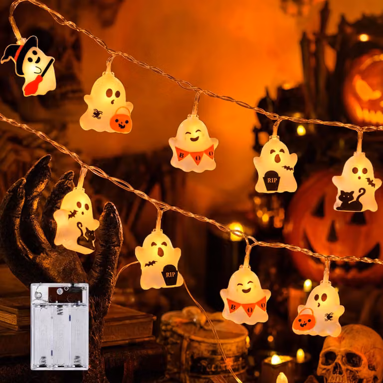 Catena luminosa a tema Halloween, lunghezza 3 metri, 20 LED, luce bianco caldo