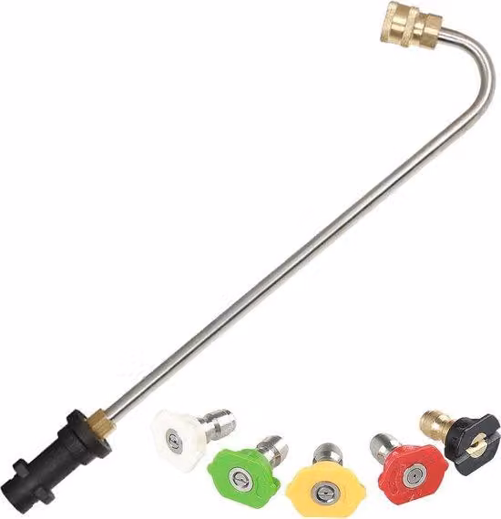 Set di pulizia con 5 ugelli per una pulizia efficace con l'asta di prolunga