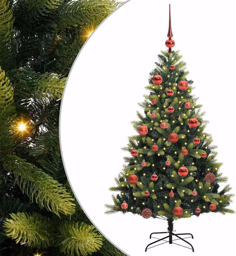 Albero di Natale Artificiale Pieghevole 150 LED Verde 150 cm