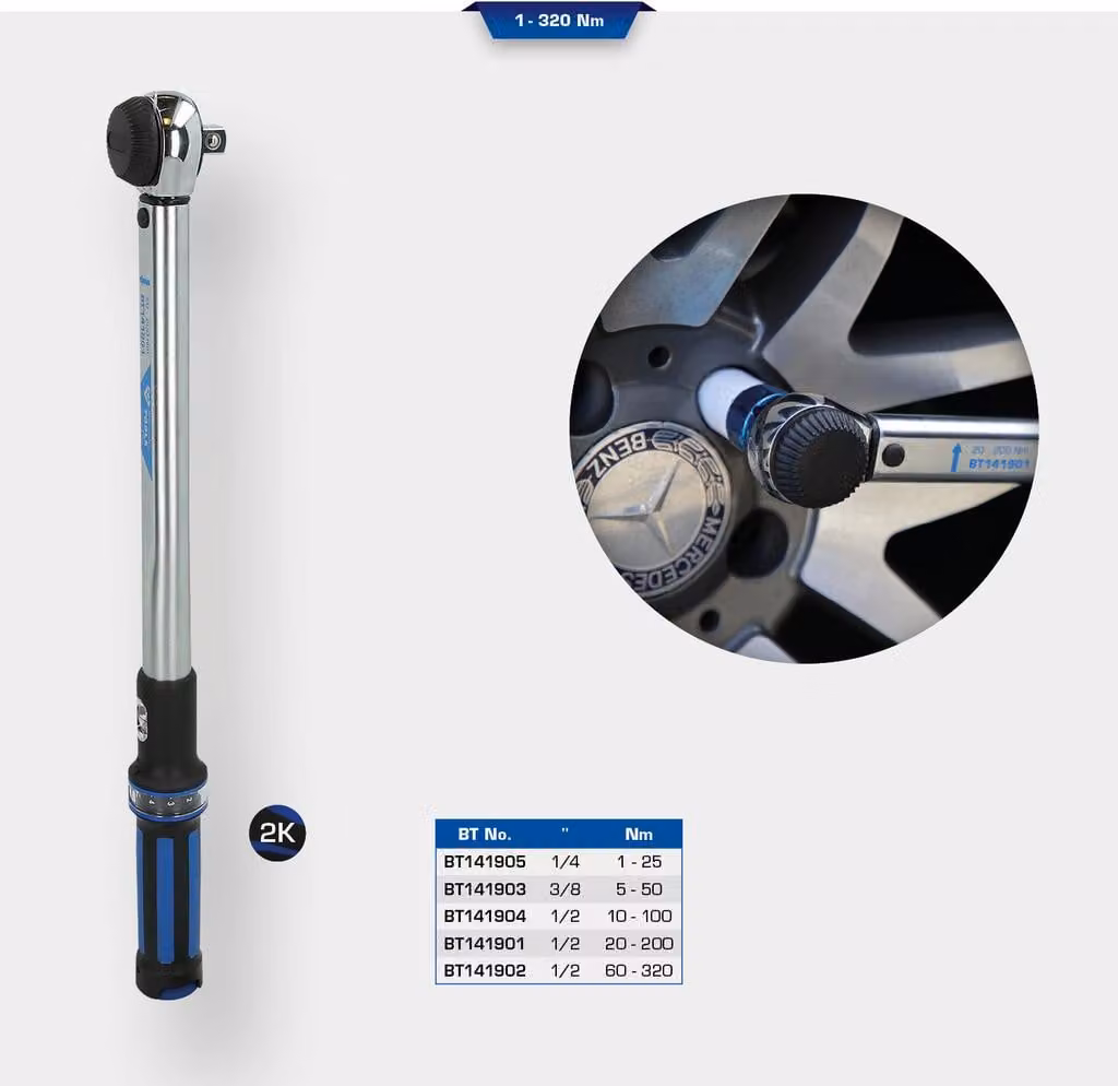 BRILLIANT TOOLS Chiave dinamometrica da 1/2" con testa a cricchetto reversibile con pomello rotante 60 - 320 Nm - BT141902