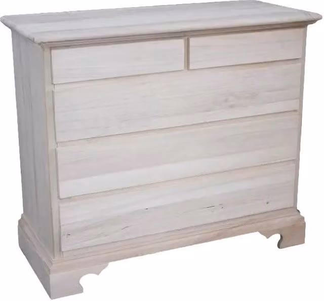 Cassettiera classica con 5 cassetti in legno di pioppo grezzo Mobili 2G L: 117 cm, P: 51 cm, H: 101 cm – 2