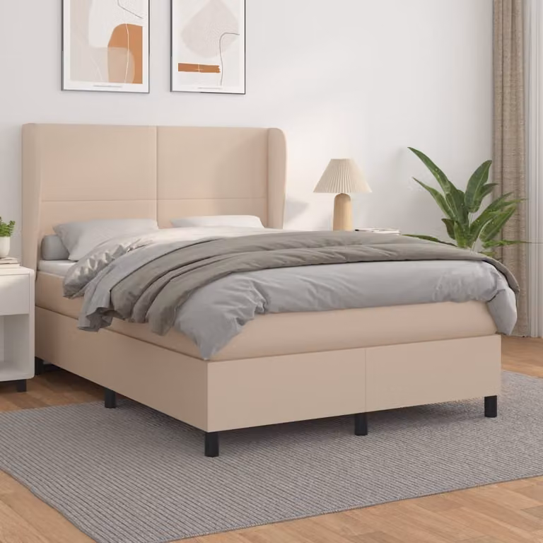 Maison Exclusive - Giroletto a Molle con Materasso Cappuccino 140x190cm Pelle finta
