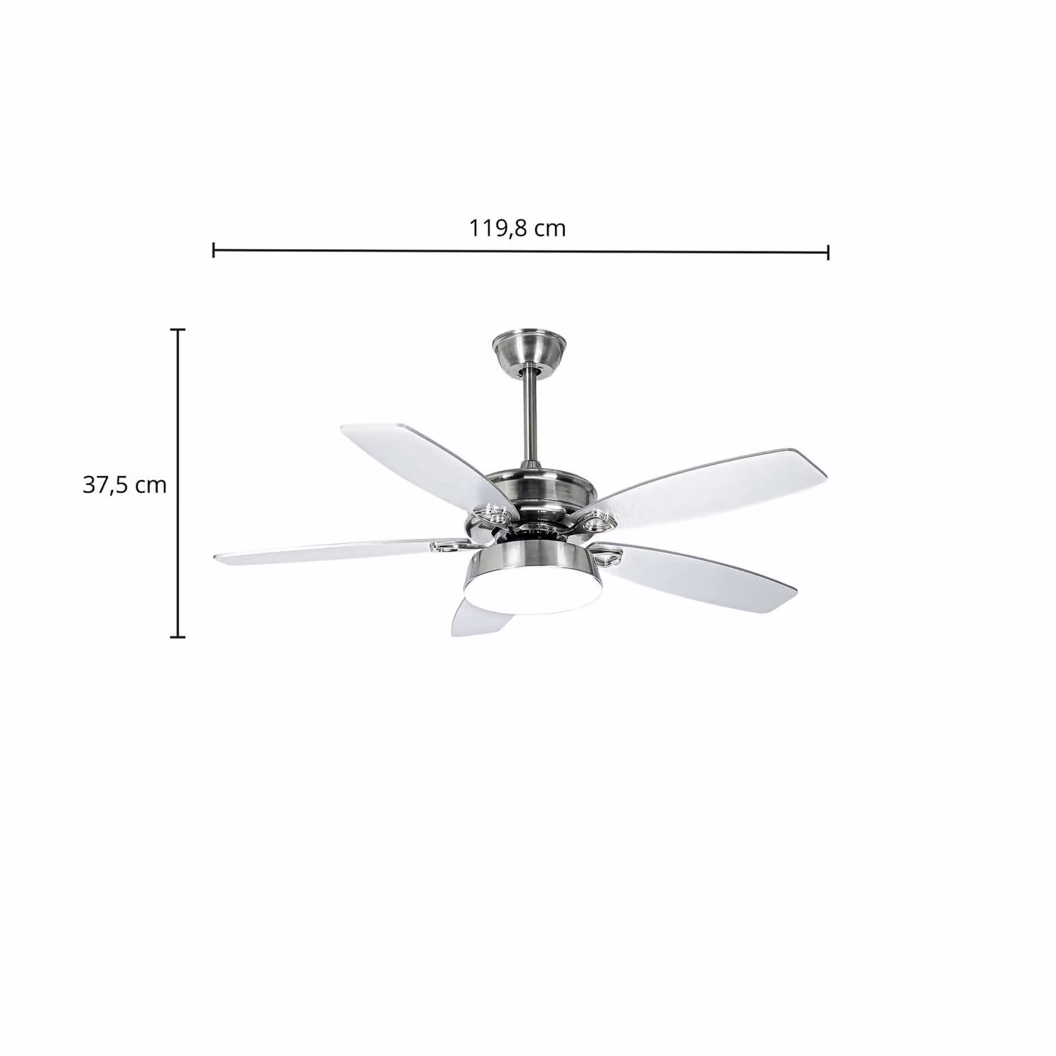 Lucande Ventilatore da soffitto LED Kuvio, DC, silenzioso, Ø 120 cm, CCT Kuvio, Alluminio / Grigio / Zincato, Soggiorno / Sala da pranzo, Metallo, Moderno
