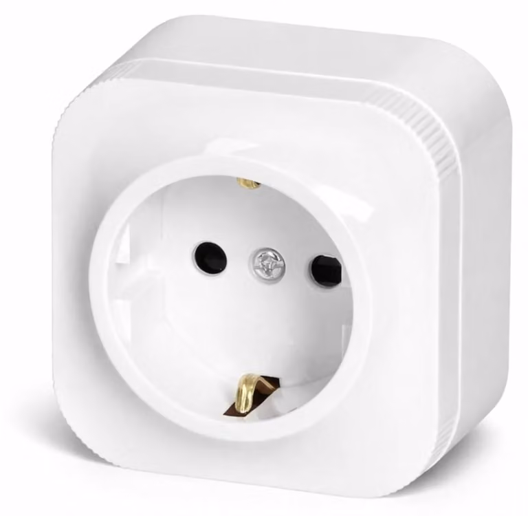 Prese a muro RT1, colore bianco, 250 V, 16 A, dimensioni 64x64x40 mm