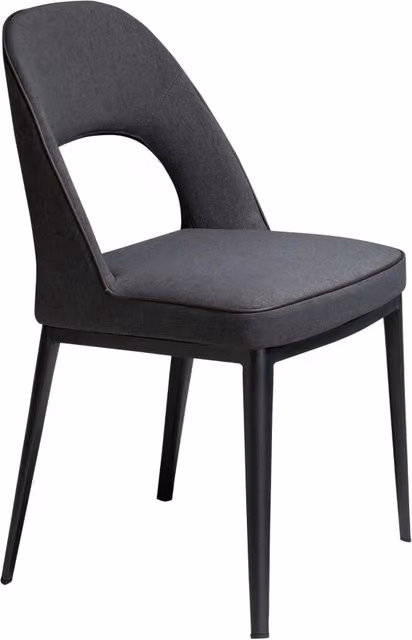 Sedia moderna Angel Cerdá in tessuto grigio e metallo nero per cucina e sala da pranzo