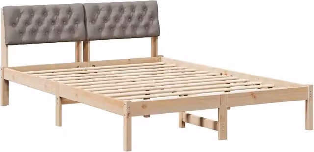 Letto matrimoniale | Letto per adulti | Struttura del Letto con testiera Marrone e taupe 140 x 200 cm