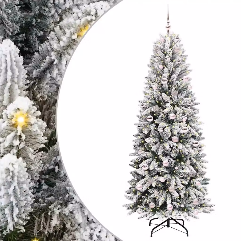 Albero di Natale artificiale moderno vidaXL bianco con 300 LED luce bianca calda, Altezza: 210 cm – 2