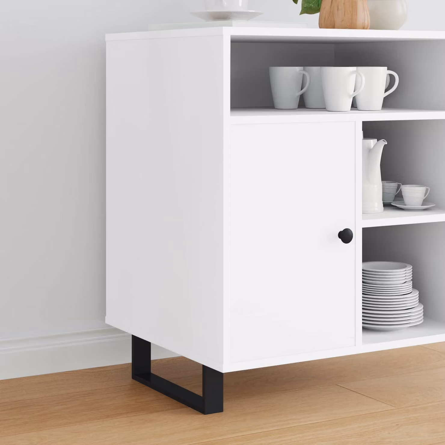 Set di 12 piedini per mobili vidaXL in acciaio nero opaco, Dimensioni: 31,1 x 4,05 x 10,0 cm