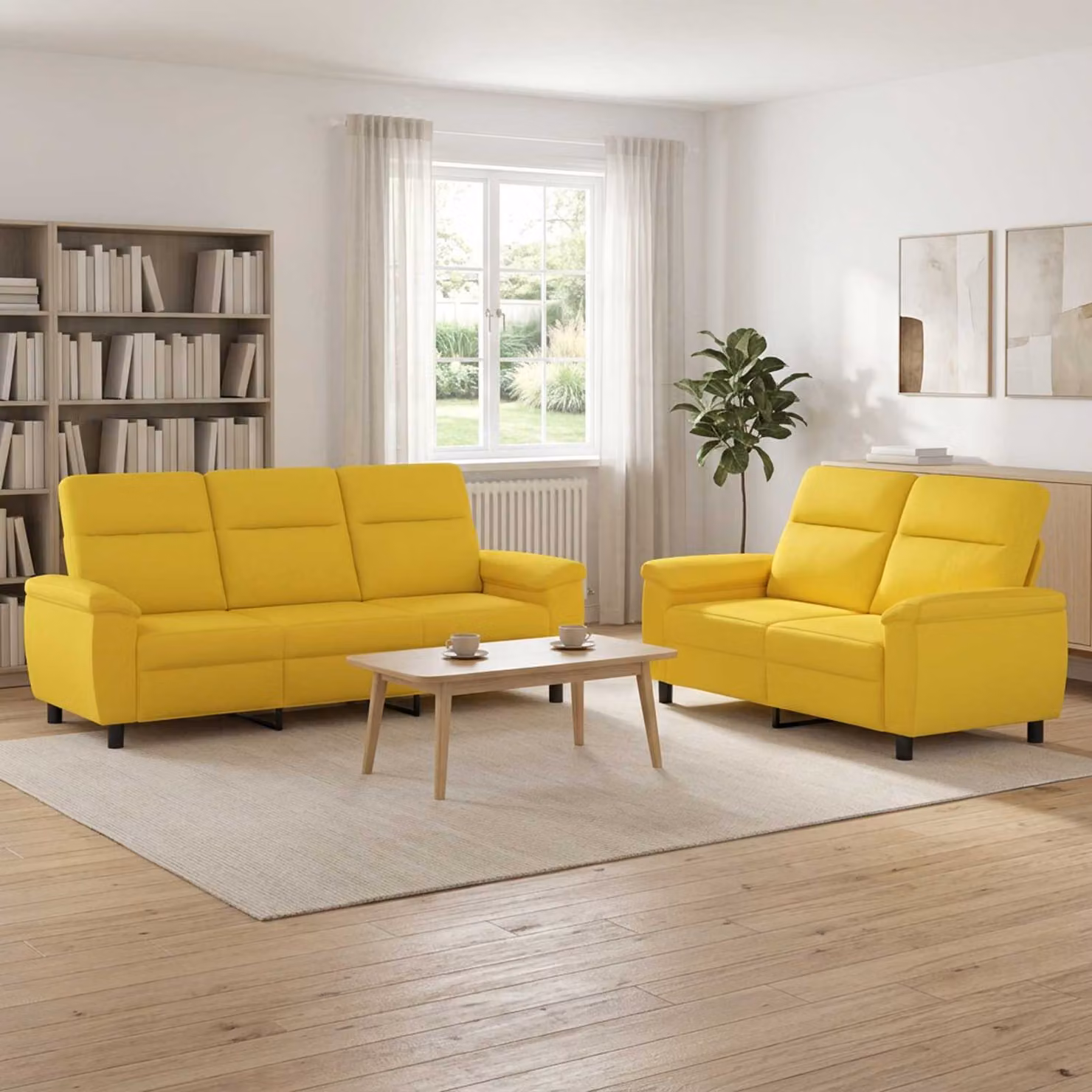 Set di 2 divani moderni vidaXL in tessuto giallo con struttura in metallo per il tuo soggiorno