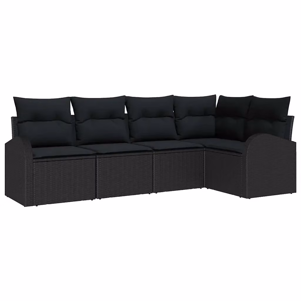 Set Divano da Giardino a L vidaXL in Polyrattan Nero con Cuscini e Struttura in Metallo – 2