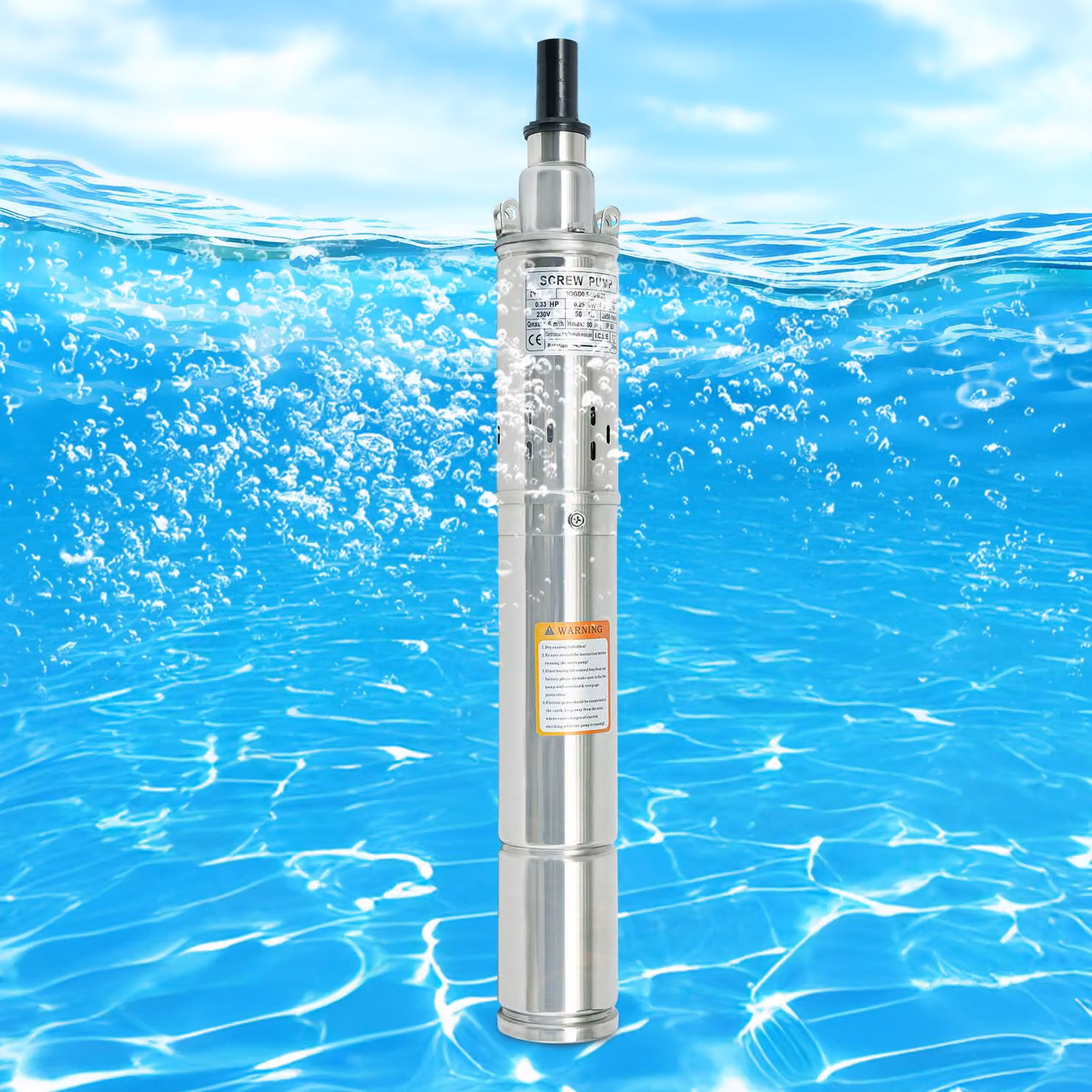Pompa sommergibile per pozzi profondi - 220V - 250W - 3 pollici - Acciaio inossidabile