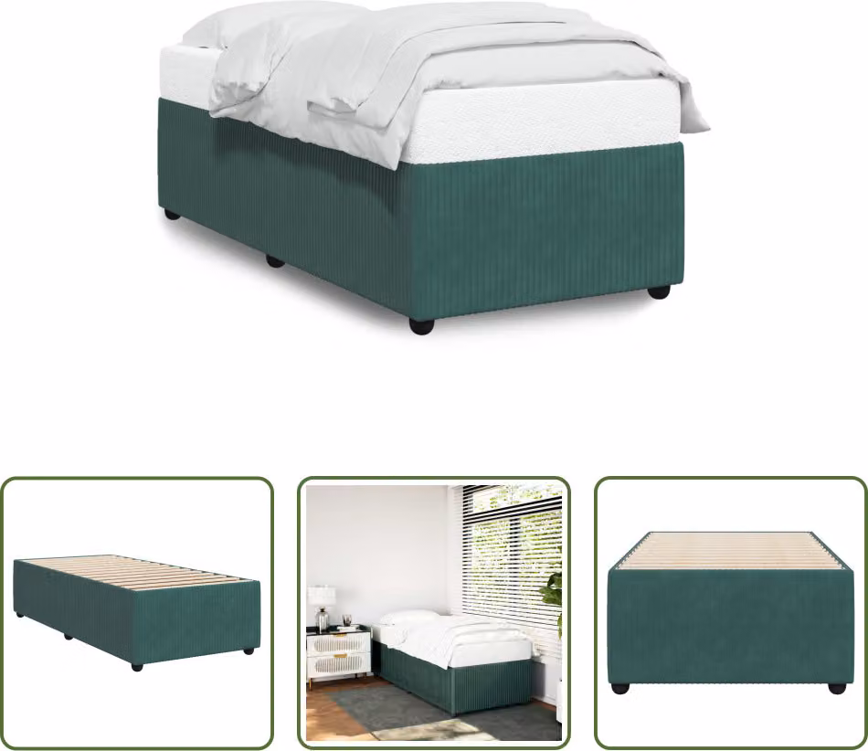 The Living Store Struttura letto in velluto verde scuro 80x200 cm