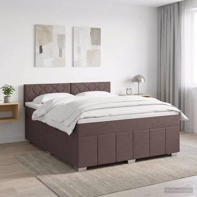 Letto box spring con materasso a molle insacchettate vidaXL Marrone e Bianco L/P: 180 x 200 cm