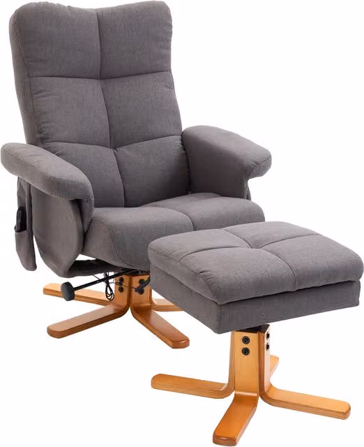 Poltrona Relax HOMCOM con Poggiapiedi, Inclinazione a 145°, Rivestimento in Tessuto, L 80 x P 86 x H 99 cm, Grigia