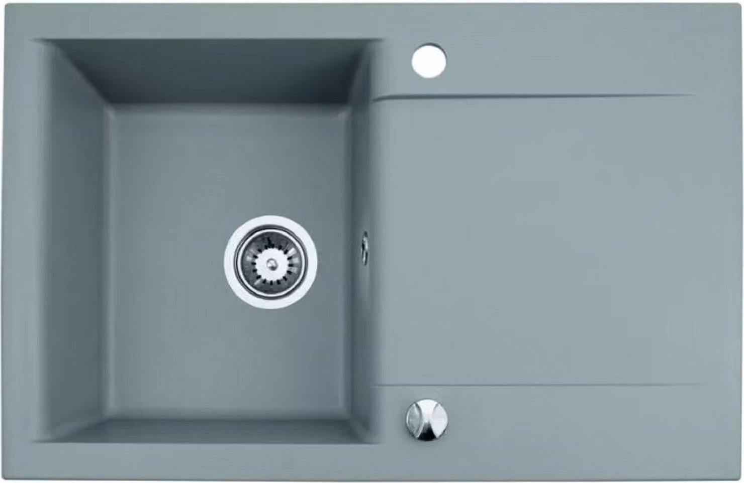Lavello QLS 76x44 cm con sgocciolatoio Siphon reversibile - Grigio Luna 11188