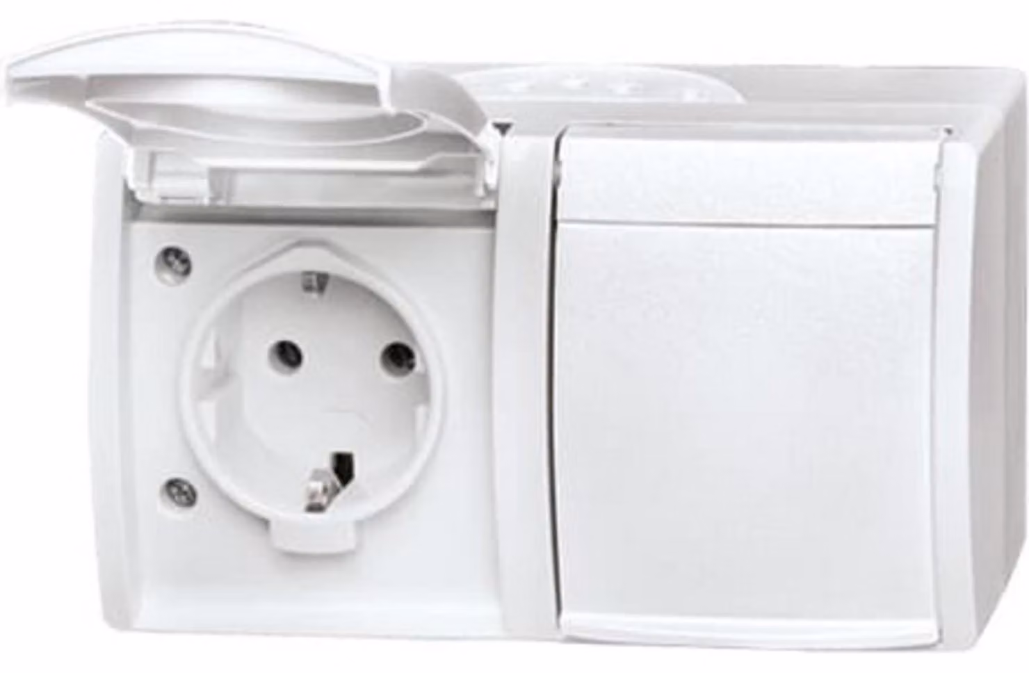 Busch-Jaeger Presa Schuko a 2 canali con coperchio incernierato 20/2 EW-54