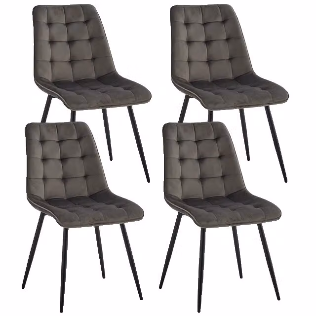 Set di sedie da sala da pranzo, design moderno e minimalista, seduta imbottita in velluto, grigio scuro