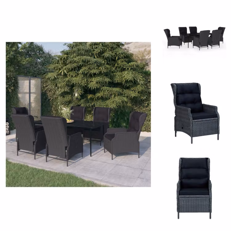 vidaXL set da pranzo da giardino 7 pezzi grigio scuro - Set di mobili da giardino
