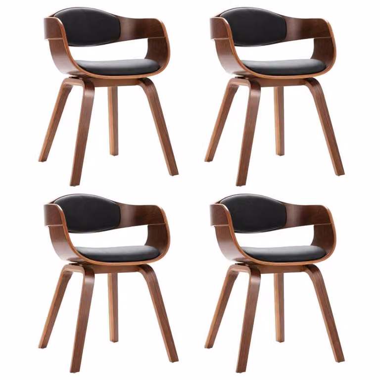 Sedie da pranzo 4 pezzi. Legno di bengala e Similcuoio
