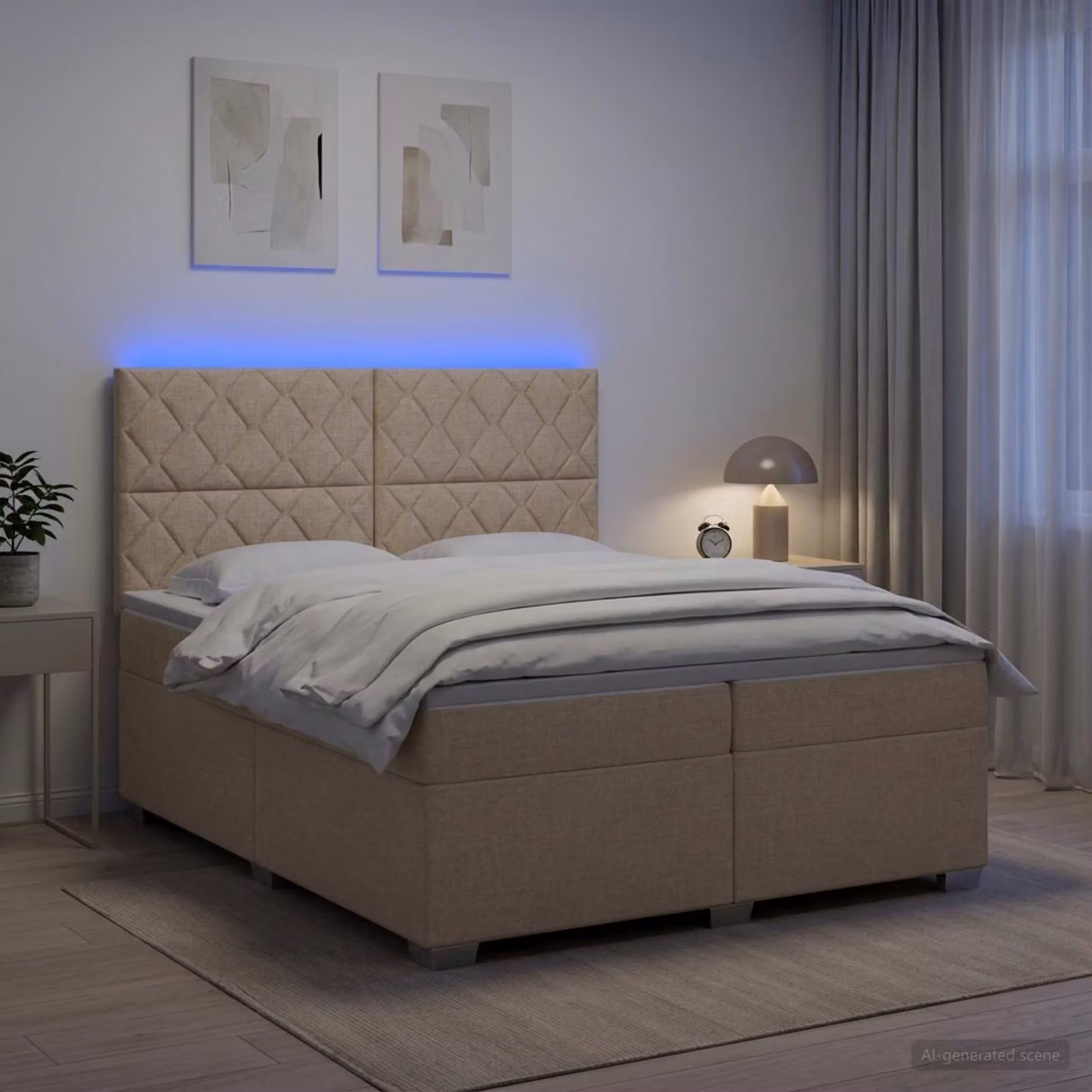 Letto box spring vidaXL con materasso a molle insacchettate, struttura in legno e tessuto, L/P/H: 200 x 200 x 140,5 cm, multicolore