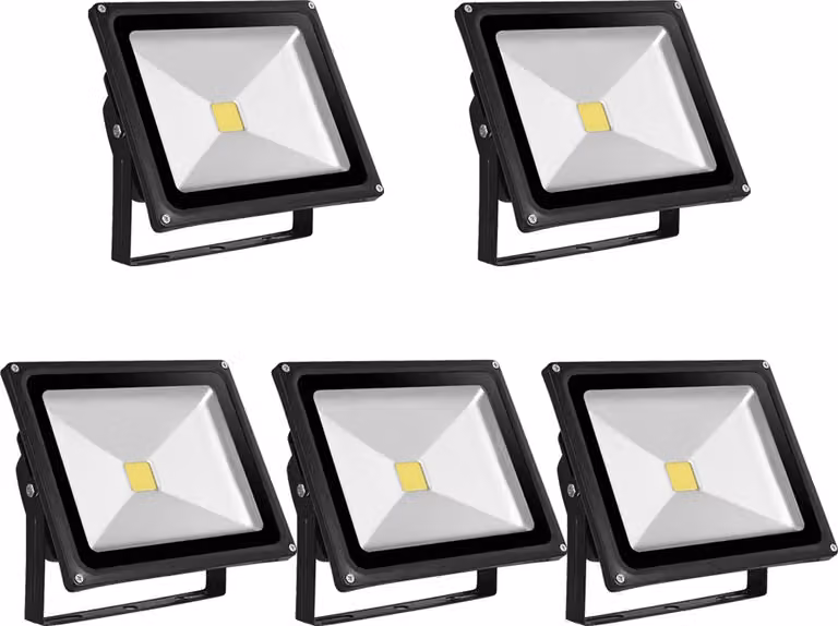 Greenmigo 5x 50W LED Floodlight Faretto Lampada da giardino Luce bianca fredda con alloggiamento in alluminio nero Impermeabile IP65 85-265V