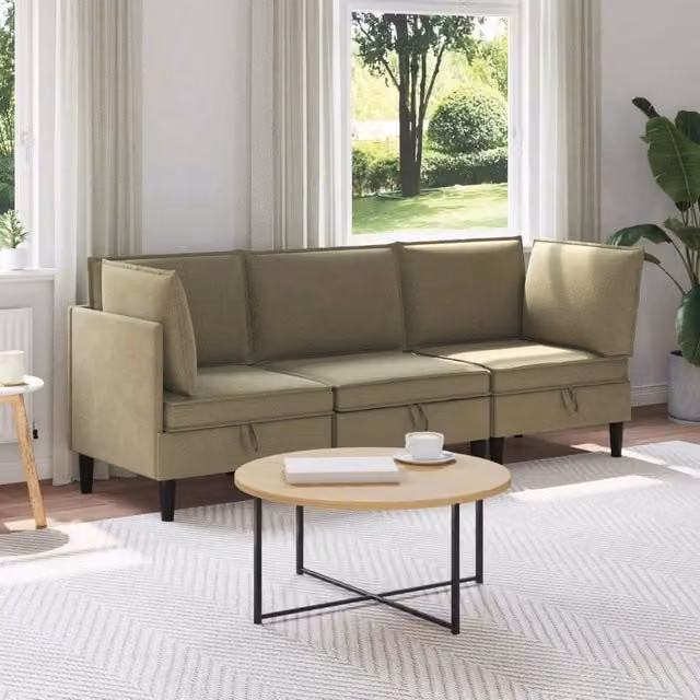 Set di mobili per il soggiorno 3 pz Cachi Tessuto 3413793