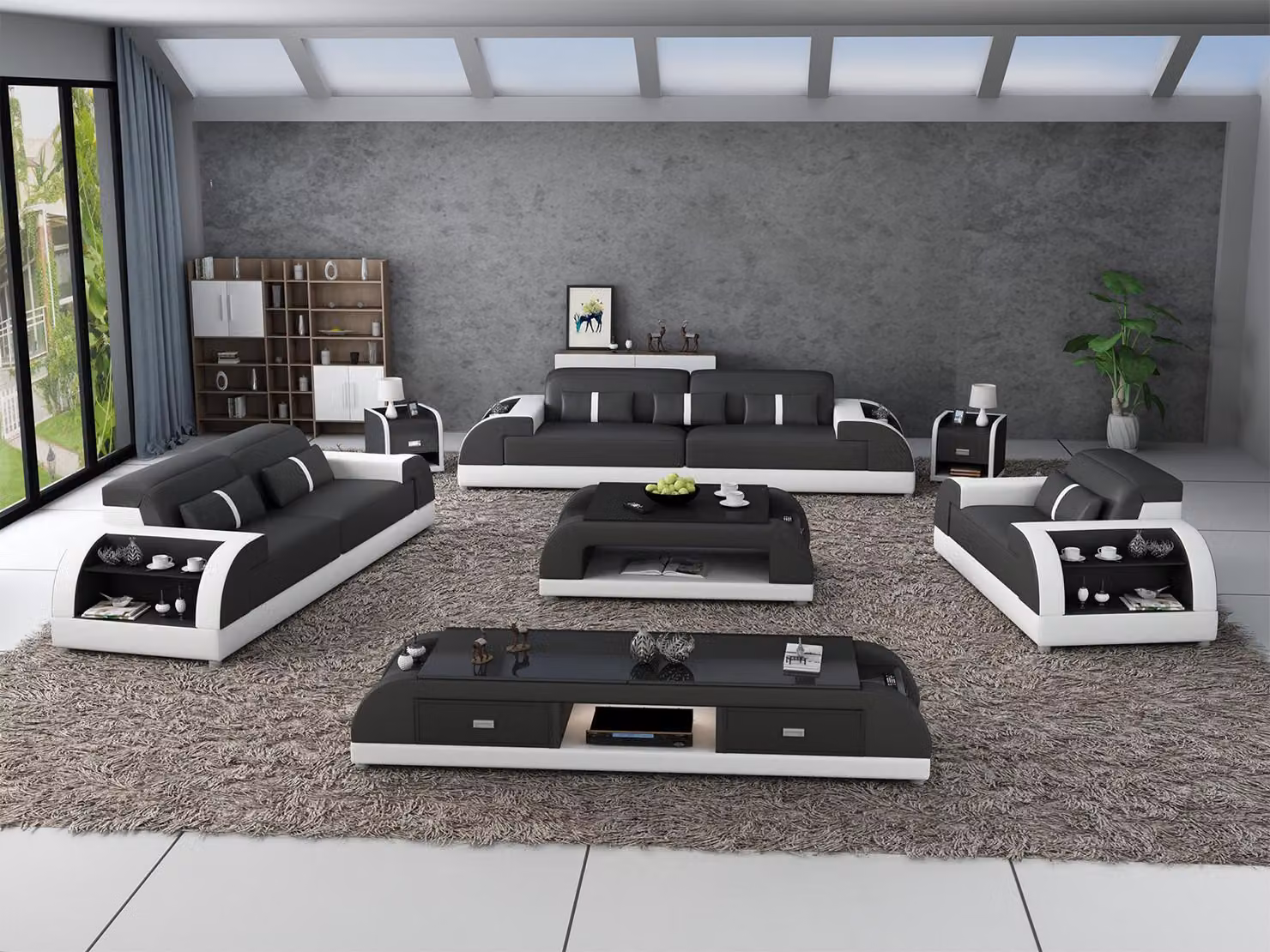 Sofagarnitur 3 2 1 Sitzer Set Sofa Polster Couch Leder Relax Wohnzimmerset