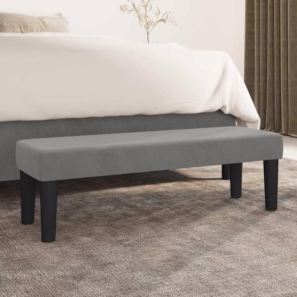 Panca moderna vidaXL in velluto grigio L: 100 cm, P: 30 cm, H: 30 cm
