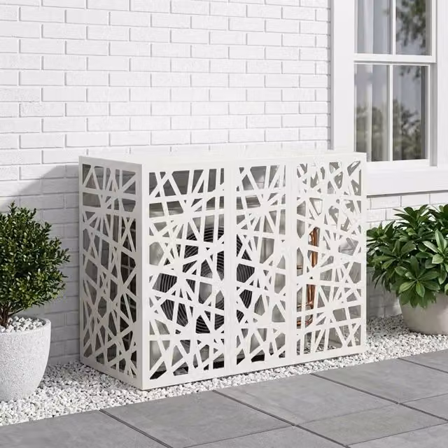 Copertura per condizionatore d'aria vidaXL in acciaio bianco L/P/H: 110 x 50 x 80 cm – 1